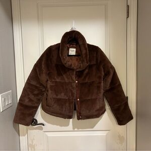 Abercrombie & Fitch Chocolate Faux Fur Coat